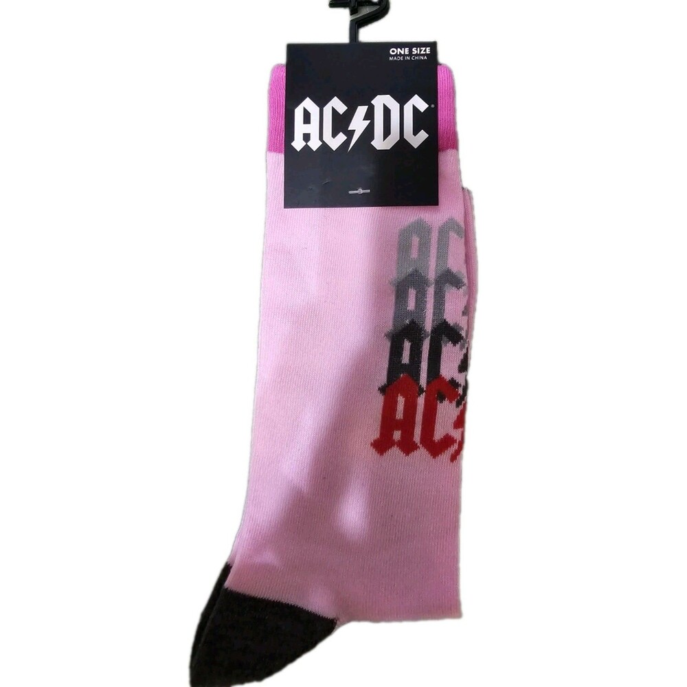 AC/DC Crew Novelty Socks-Gift-Pink-Size 7-12 NWT Woman’s NWT